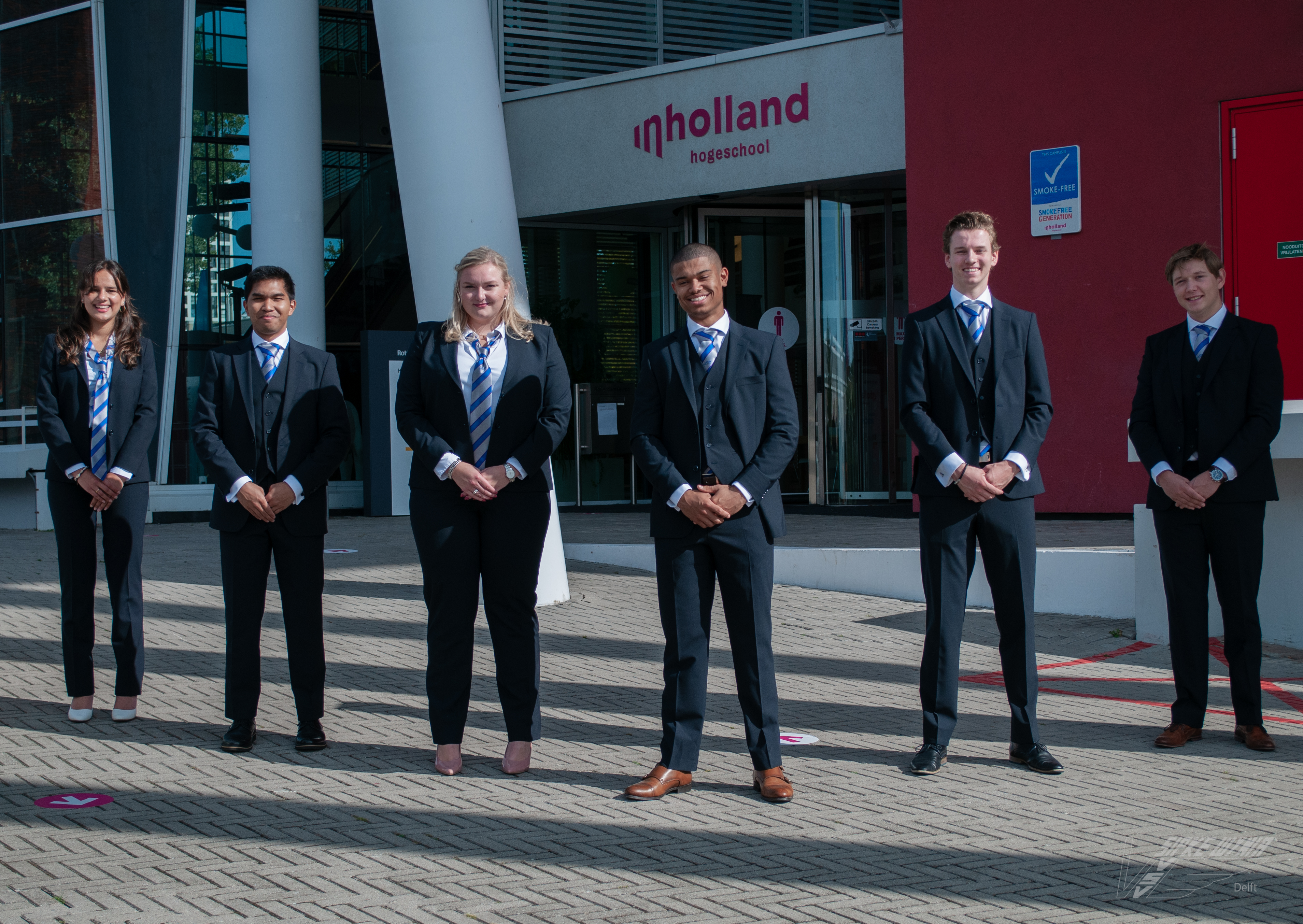 From left to right: Lua Vonk, Yusuf Yusri, Iris Hoeve , Xenne Akpotor,  Wouter Kerkvliet, Sake de Vries.