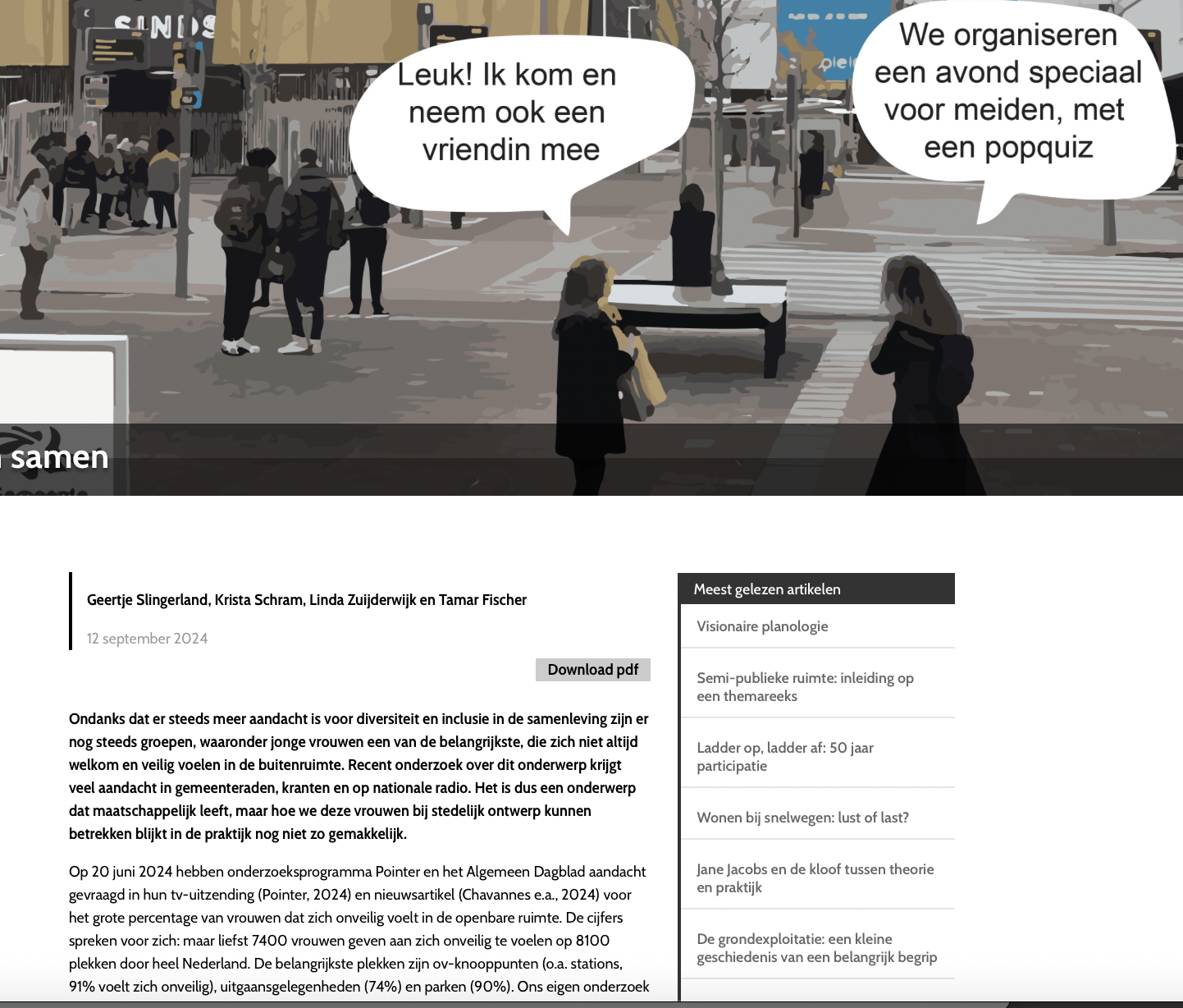 Ontwerp de openbare ruimte met vrouwen samen